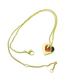 Gold Chain Pendant Gold and Red Enamel Heart Pendant Necklace